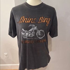 Anine Bing Gray Short Sleeve Tee with Vintage Graphic
